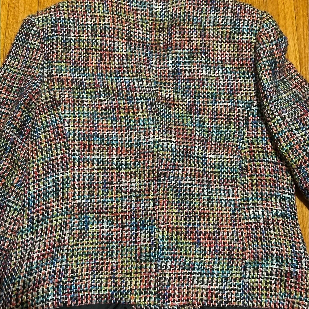 Y2K Sagharbor Women’s Wool Blazer Button Up Multi Colors Suit Jacket Size 14P - Picture 10 of 11